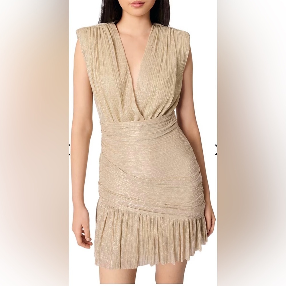 Maje Runnygo RTR Metallic Dress in Gold Silver (0142)